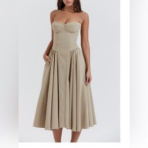 House of Cb Taupe Corset Sun Dress
